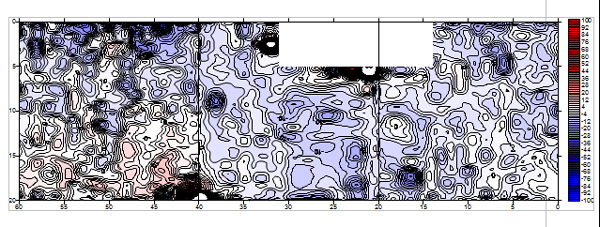 Карта поля градиента, снятого МГ400